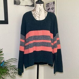 Victoria's Secret Dark Green, Orange, and Gray Striped Sweater
